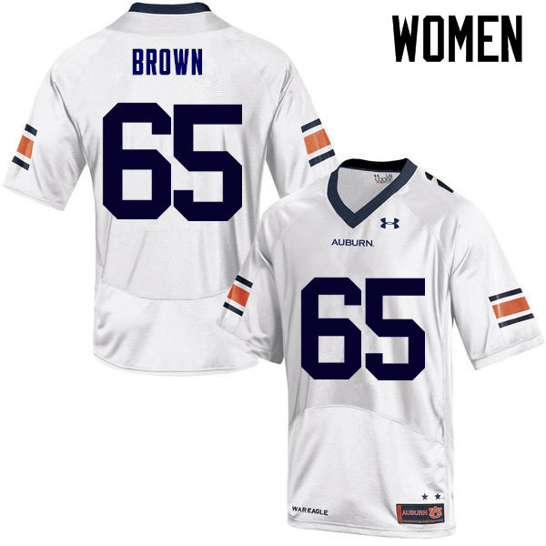 Auburn Tigers Women's Tucker Brown #65 White Under Armour Stitched College NCAA Authentic Football Jersey XPG3674CA